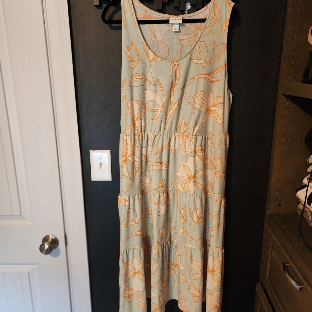 Ava and Viv Blue Floral Gauze Dress 2X Target